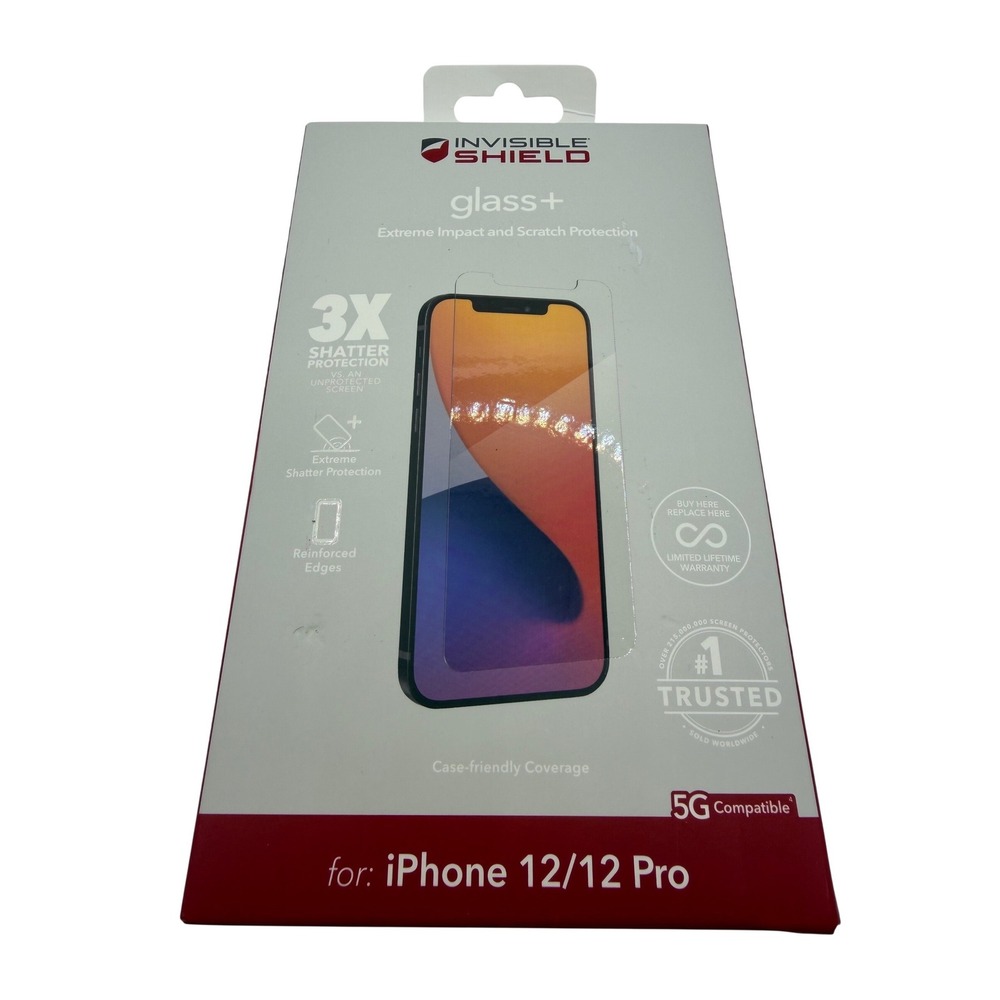 Zagg InvisibleShield Glass+ Screen Protector iPhone 12 /‎ 12 Pro 200106689 NEW